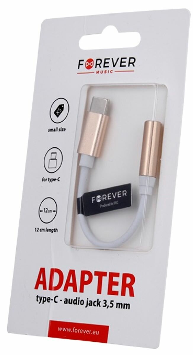 FOREVER GSM098176 Złoty Adapter USB TypC Jack 3.5 mm niskie ceny i