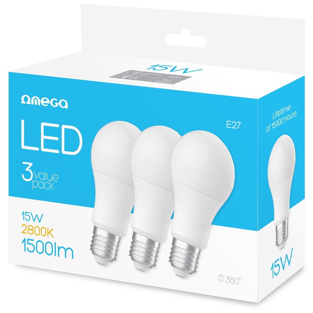 OMEGA OMELE27E3-15W-2800 15W E27 (3 szt.) Żarówka LED - niskie ceny i ...