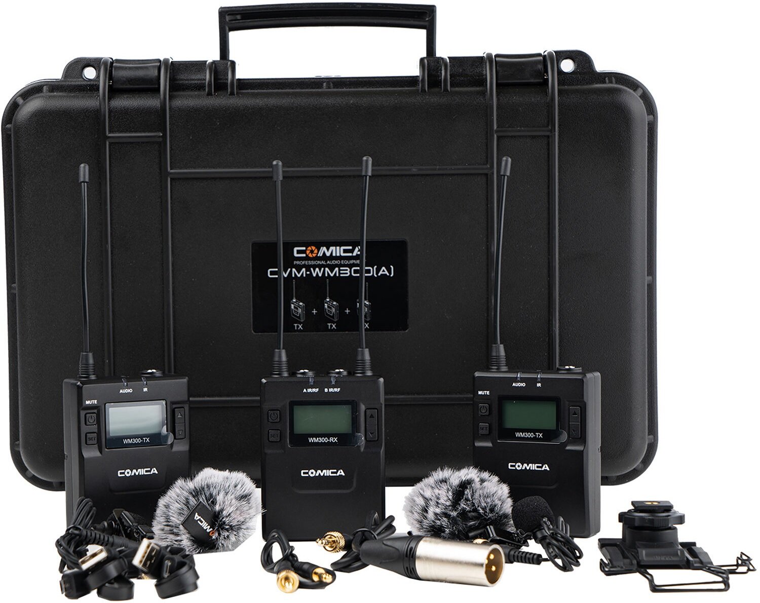 Comica CVM-WM300(A) Microfono Wireless UHF Doppio Lavalier Per Videocamera, Smartphone, DSLR - 84 Canali, 394ft