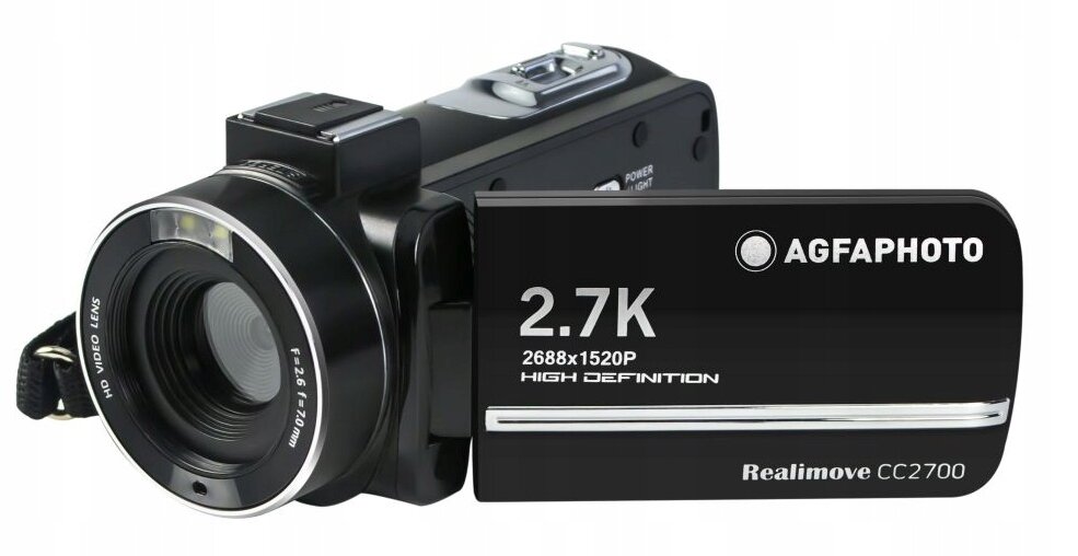 AgfaPhoto Photo Realimove AC7000 – Digital-Action-Kamera, Wasserdicht 30 M (True 2,7 K, 16 MP, Dual-LCD-Display, Lithium-Batterie, 10 Zubehörteile, WLAN) Schwarz