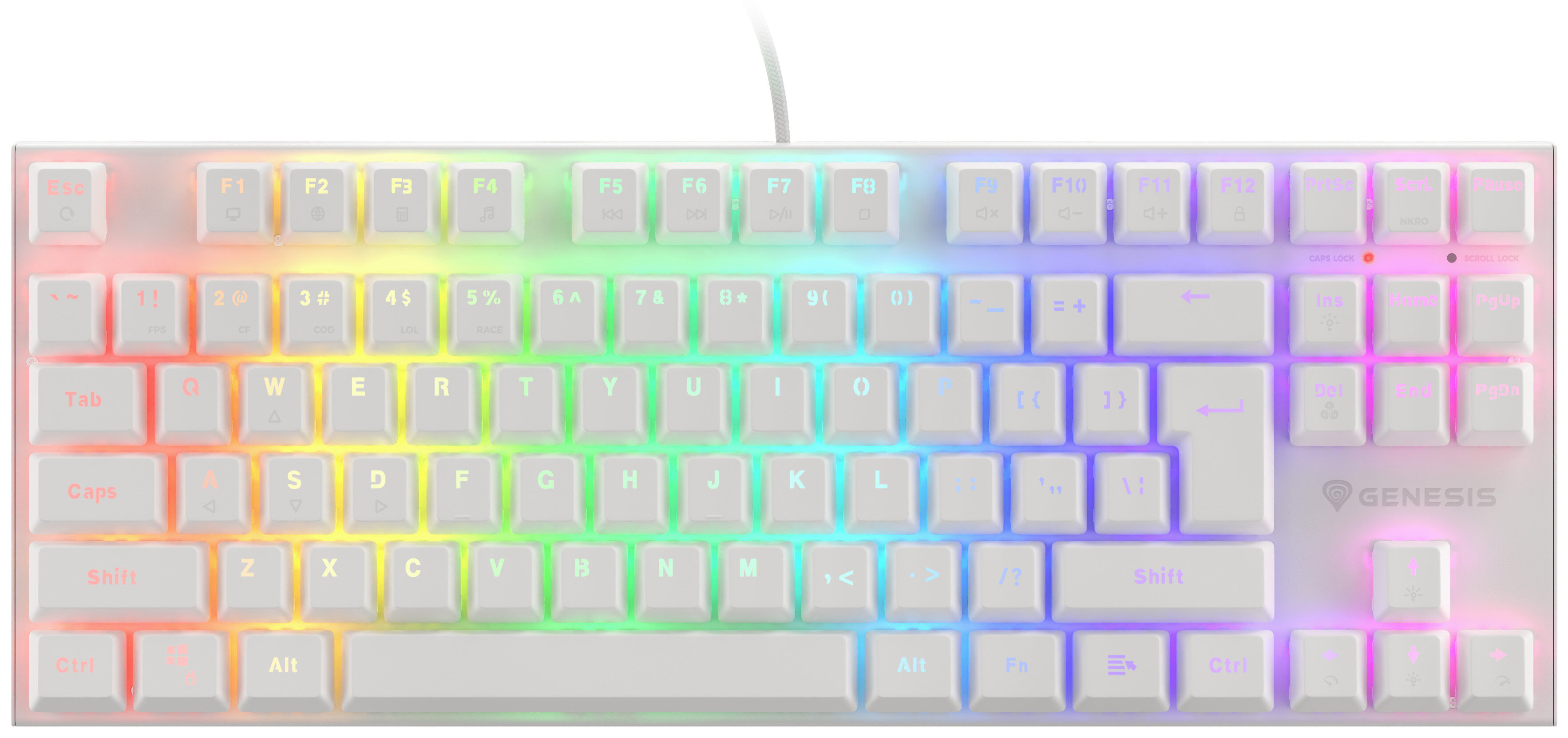 Clavier Gaming filaire Azerty Genesis Thor 303 Blanc - Clavier