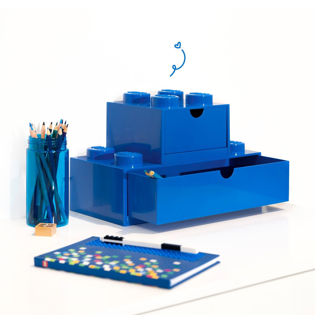Lego 40211731 Desk Drawer 8 Knobs Stackable Storage Box, Blue