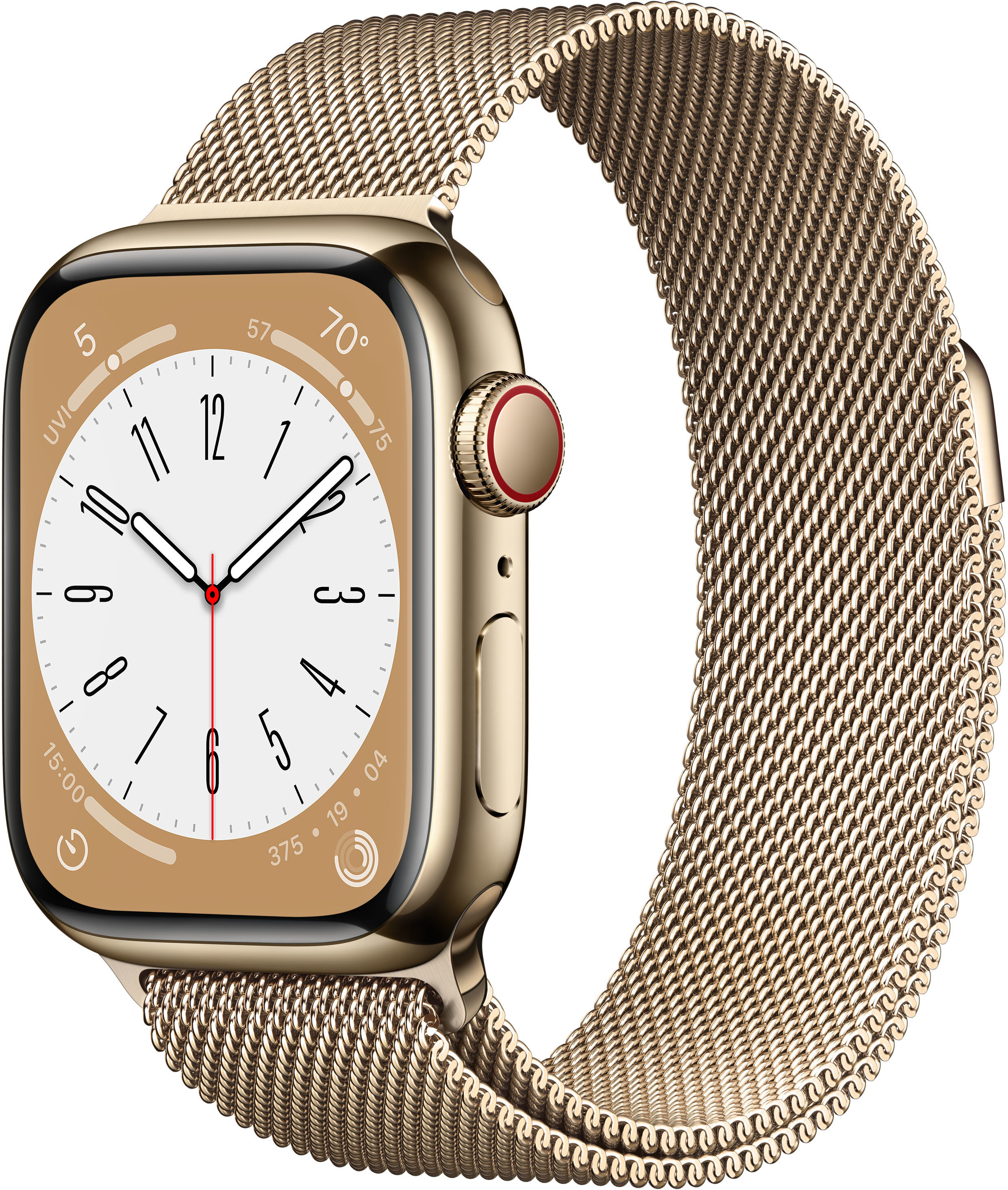 APPLE Watch 8 GPS + Cellular 41mm koperta ze stali nierdzewnej (złoty