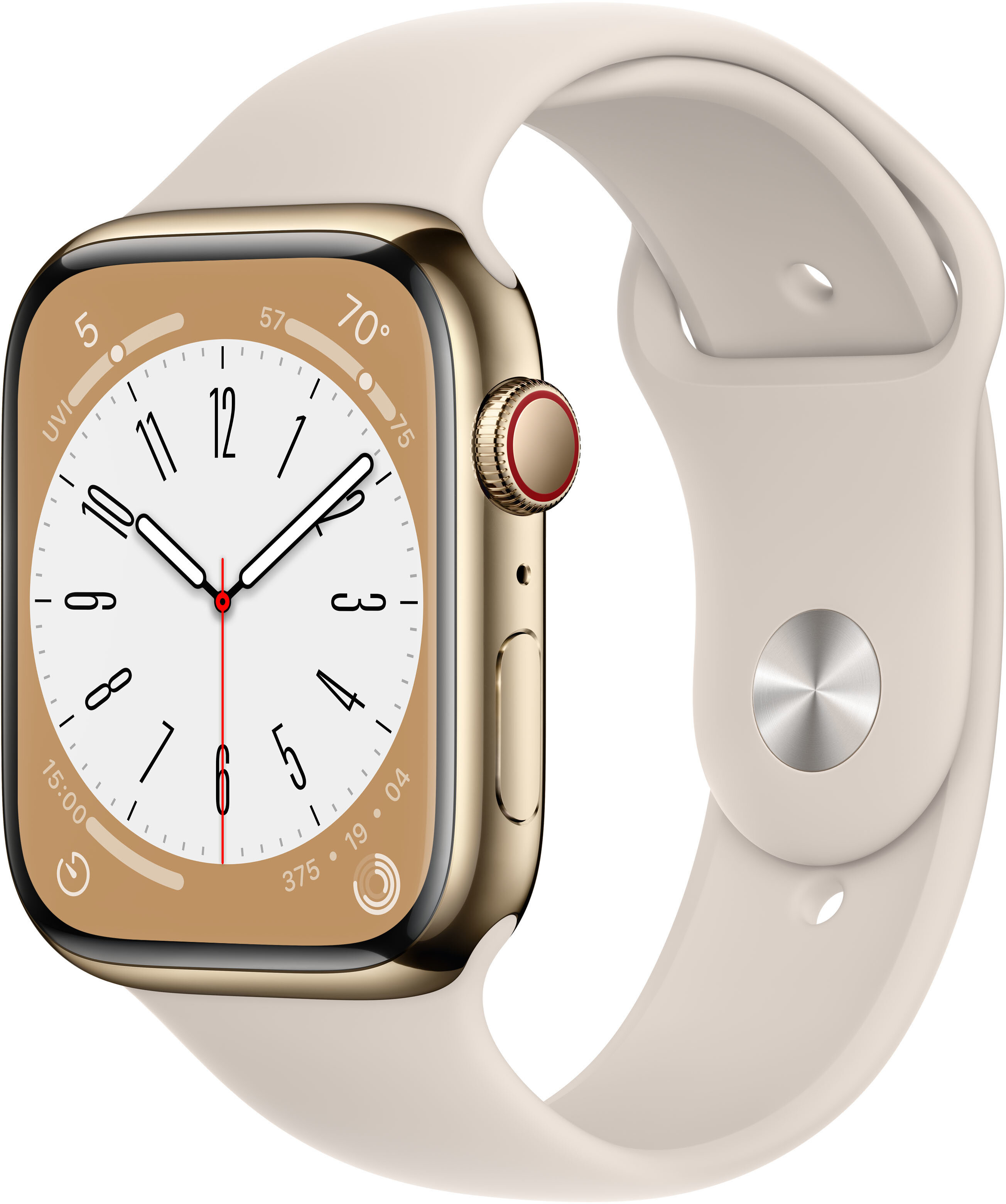 APPLE Watch 8 GPS + Cellular 45mm koperta ze stali nierdzewnej (złoty