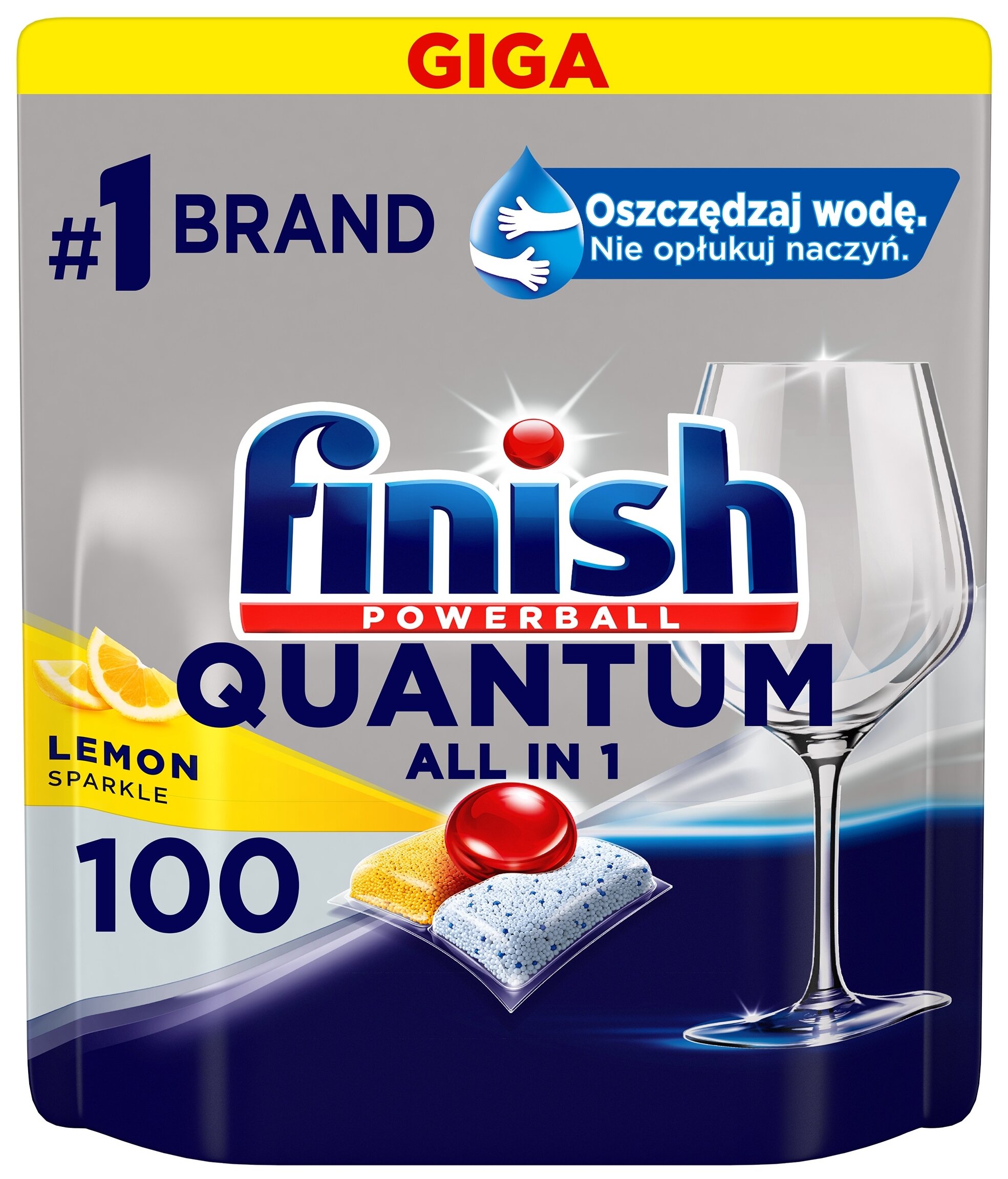 FINISH Powerball Quantum All in 1 Lemon - 100 szt. Kapsułki do zmywarek ...