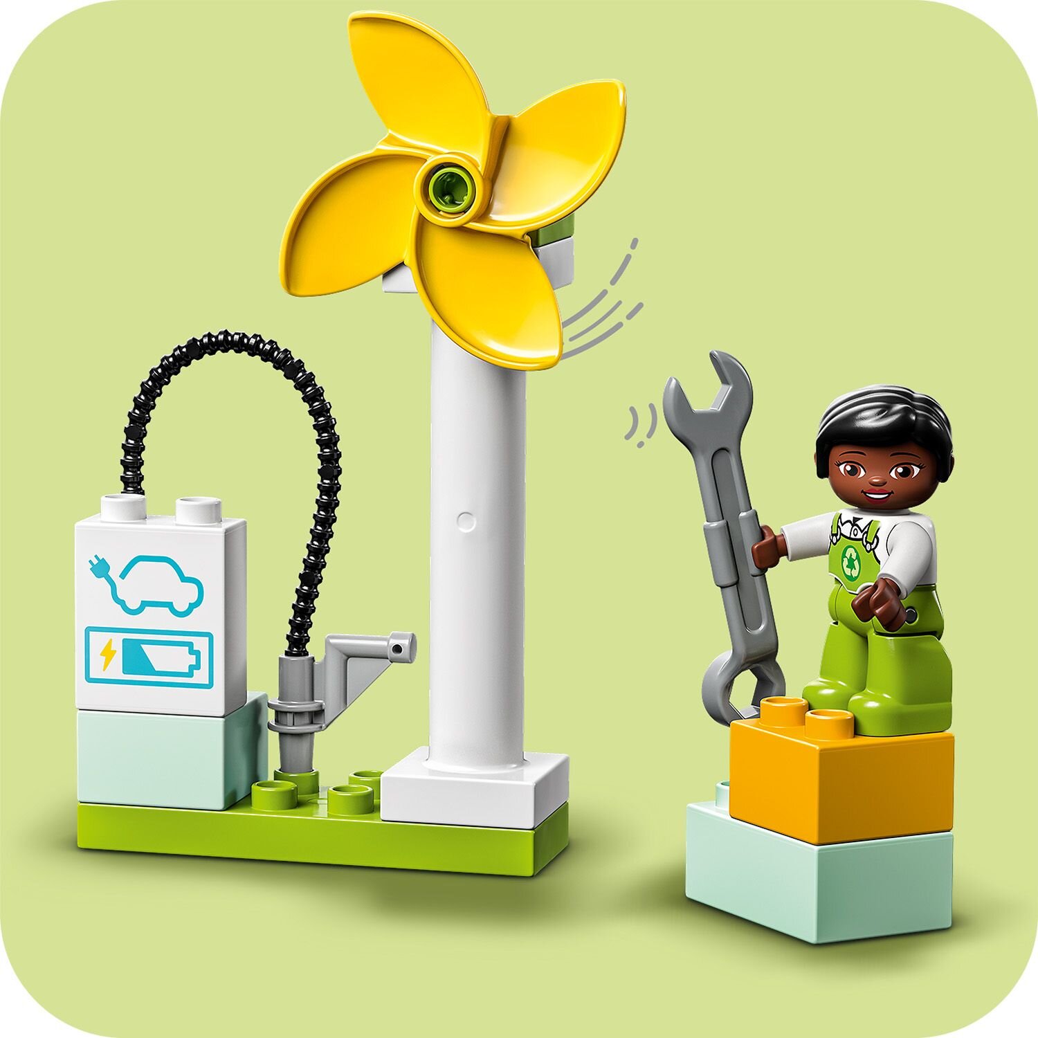 LEGO 10985 DUPLO Turbina wiatrowa i samoch d elektryczny niskie