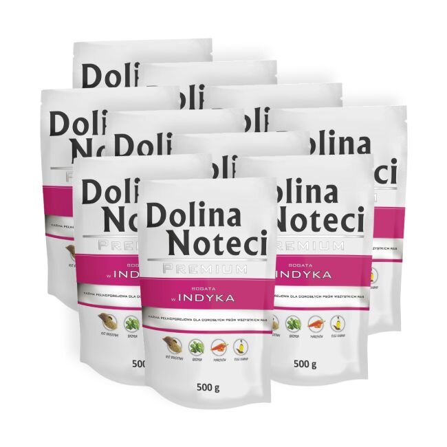 Dolina Noteci Premium natvoer voor honden, rijk aan kip, glutenvrij, 10 x 500 g