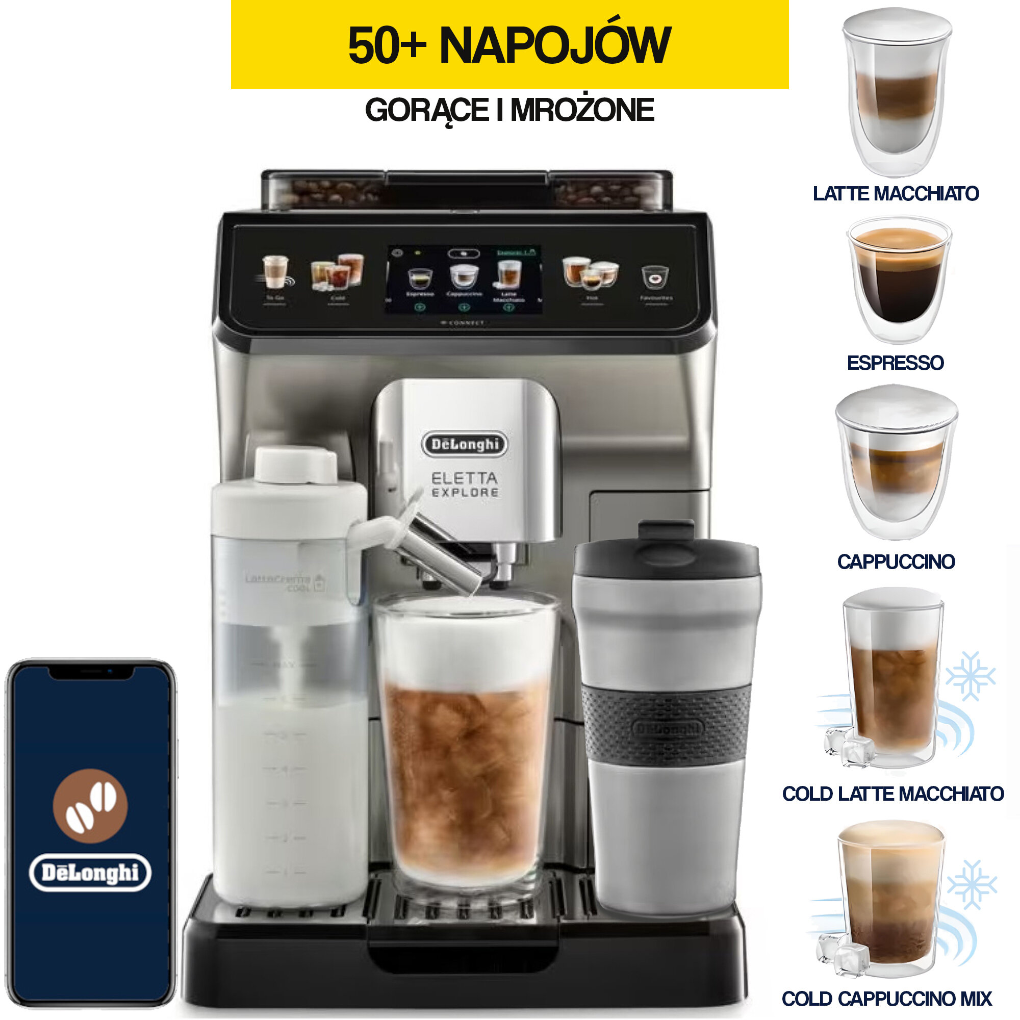 DELONGHI Eletta Explore ECAM450.86.T (Cold Brew) Ekspres niskie ceny i opinie w Media Expert