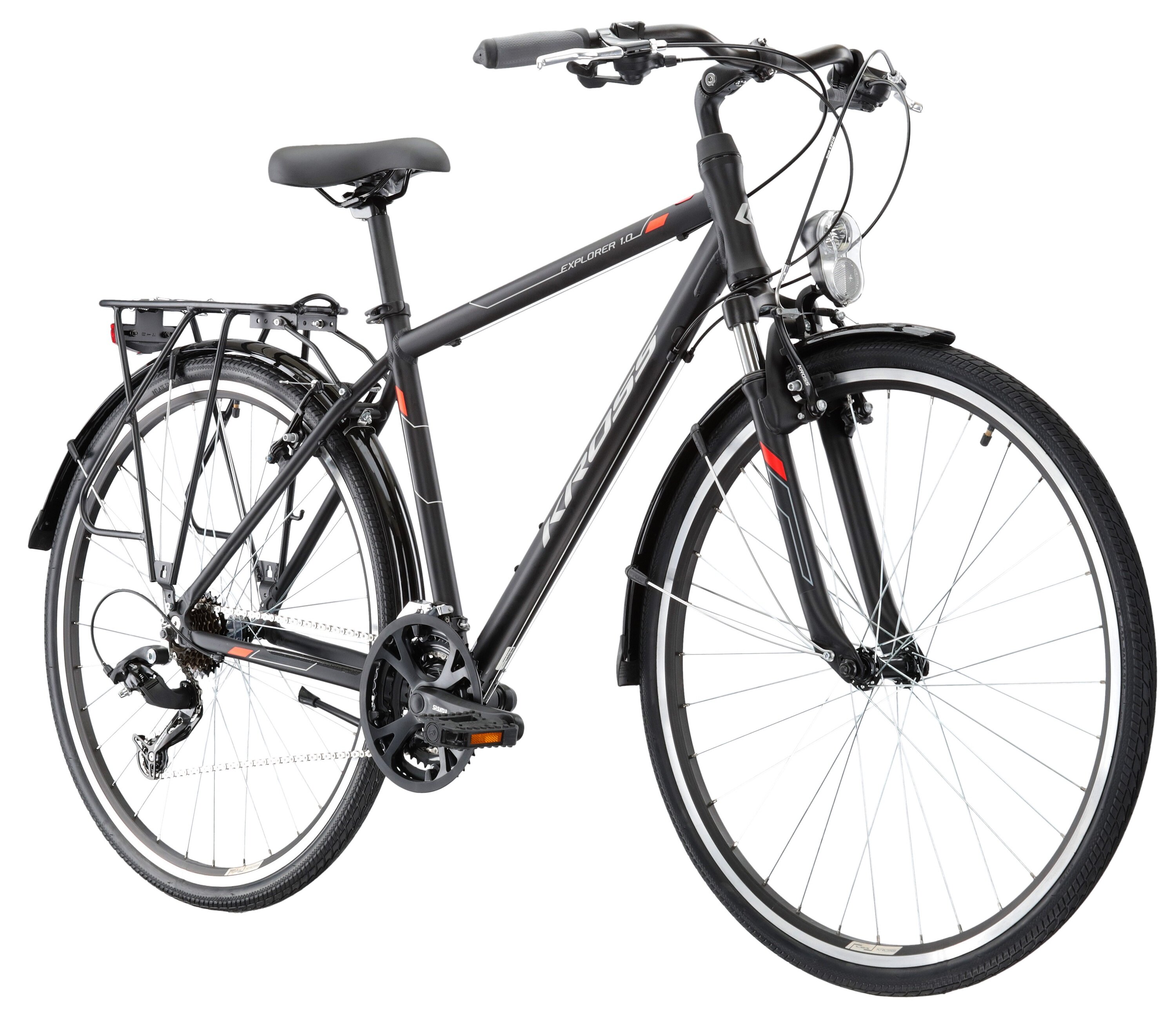 KROSS Explorer 1.0 M21 28 cali męski Czarnosrebrnoczerwony Rower