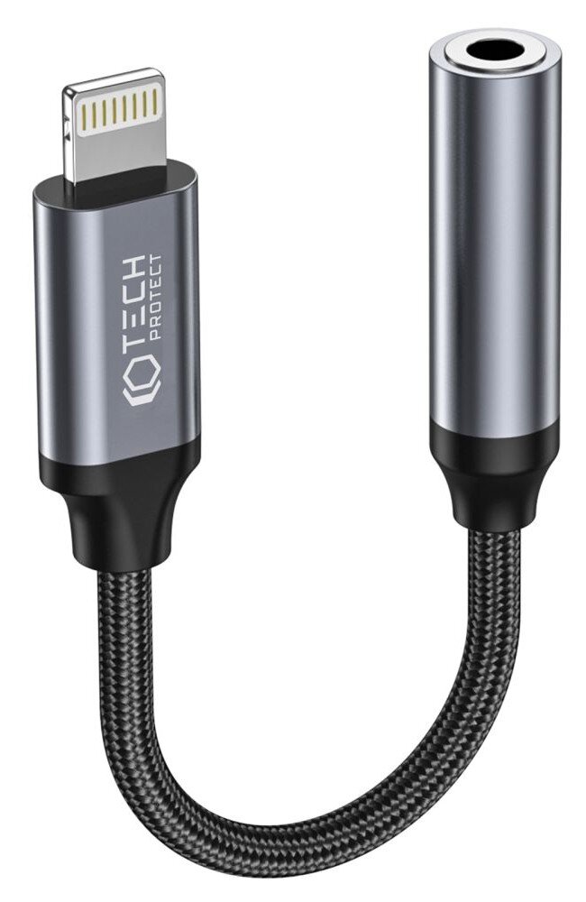 TECHPROTECT UltraBoost Czarny Adapter Lightning Jack 3.5 mm niskie