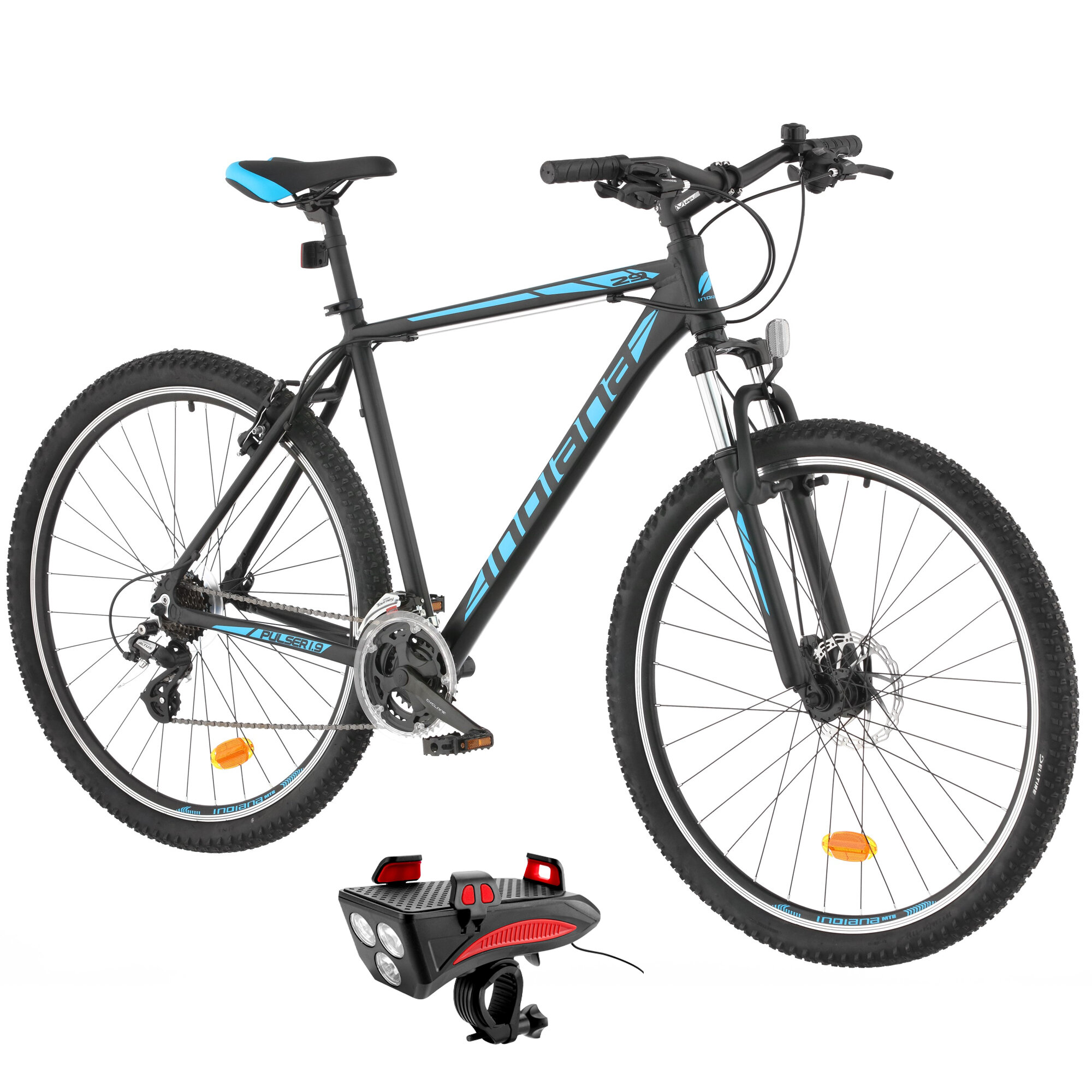 INDIANA X-Pulser 1.9 M17 29 cali męski Czarno-niebieski + Lampka ...