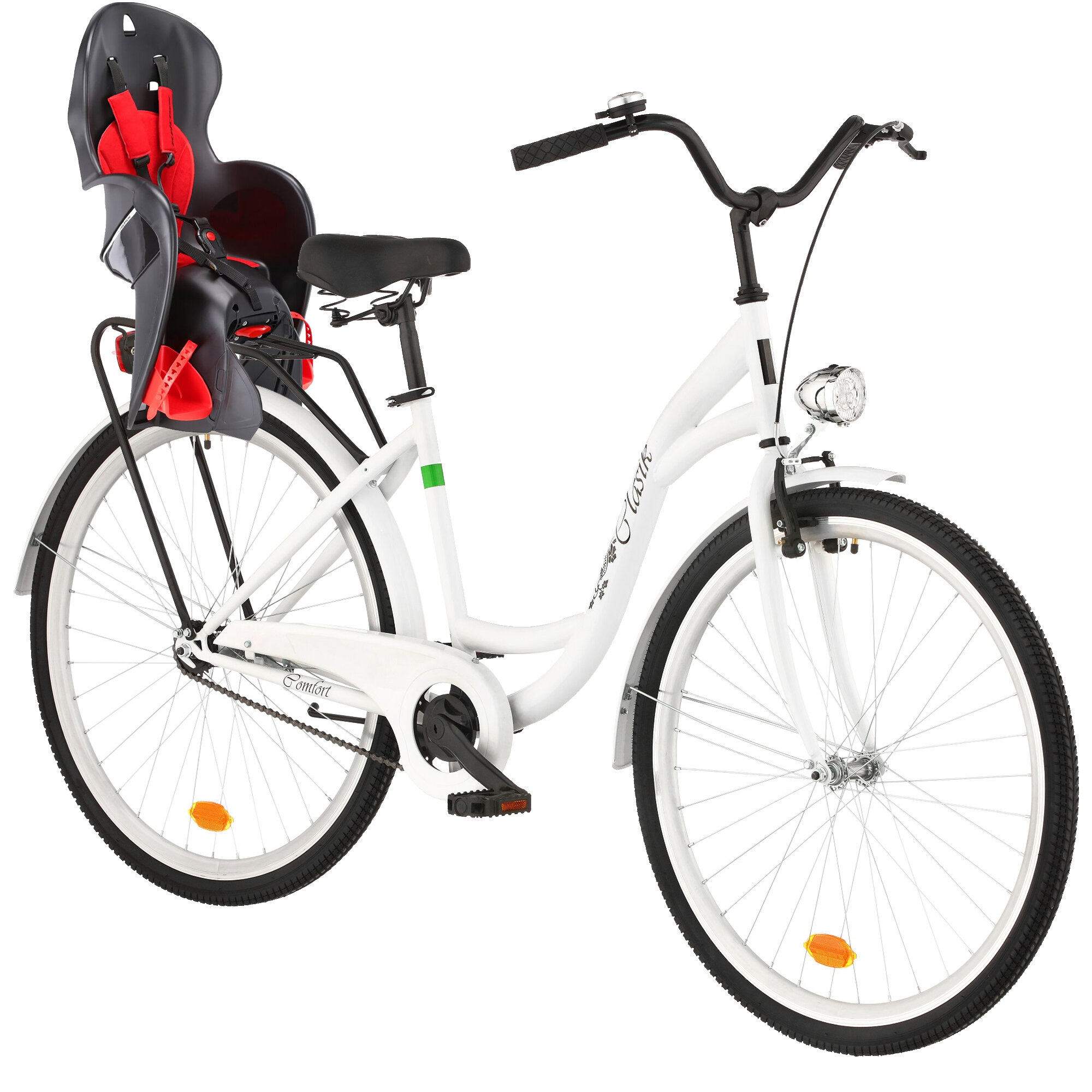 DAWSTAR Retro S1B 28 cali damski Biały + Fotelik rowerowy KROSS Walaroo