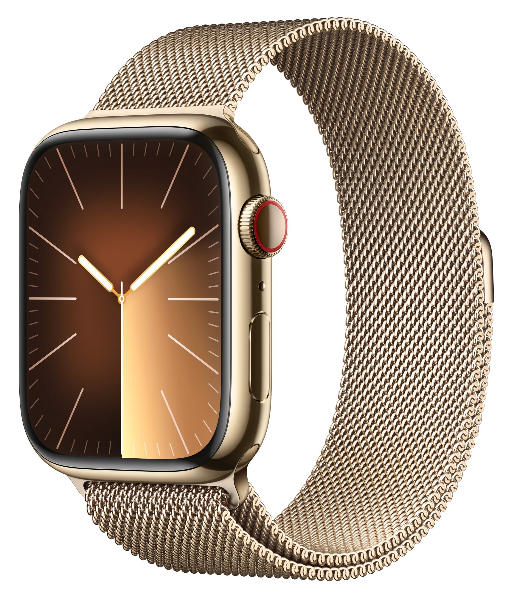 APPLE Watch 9 GPS + Cellular 45mm koperta ze stali nierdzewnej (złoty) +  bransoleta mediolańska (złoty)