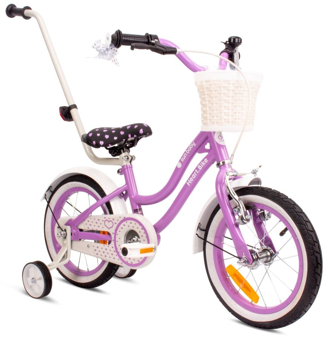 SUN BABY Heart bike 14 cali dla dziewczynki Fioletowy Rower dziecięcy