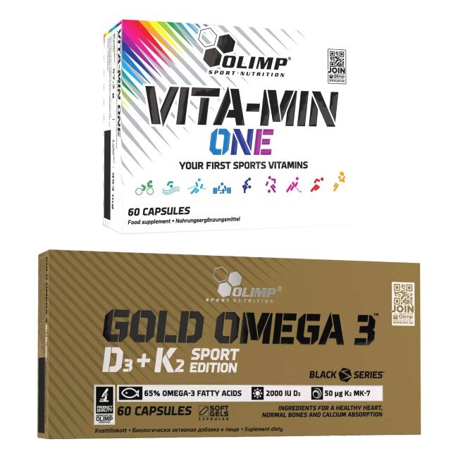 OLIMP Vita-Min One (60 kapsułek) + Kwasy Omega-3 + Witamina D3+K2 OLIMP ...