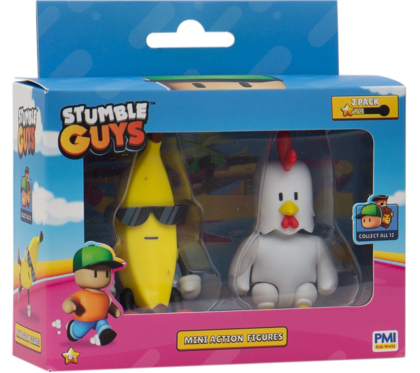 Figurine Stumble Guys Banana Guy By Bandai - 11cm Articulée Avec Stickers - Collector Officiel Du Jeu Vidéo