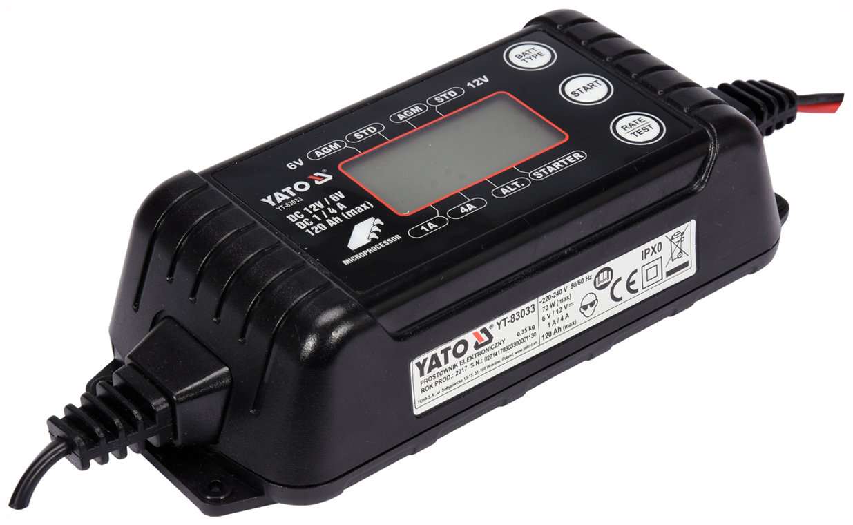 Batterieladegerät YT-83031 YATO mit Stecker, mit Stecker für