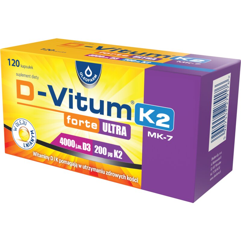Kompleks witamin OLEOFARM D-Vitum K2 Forte Ultra 4000 j.m (120 kapsułek)