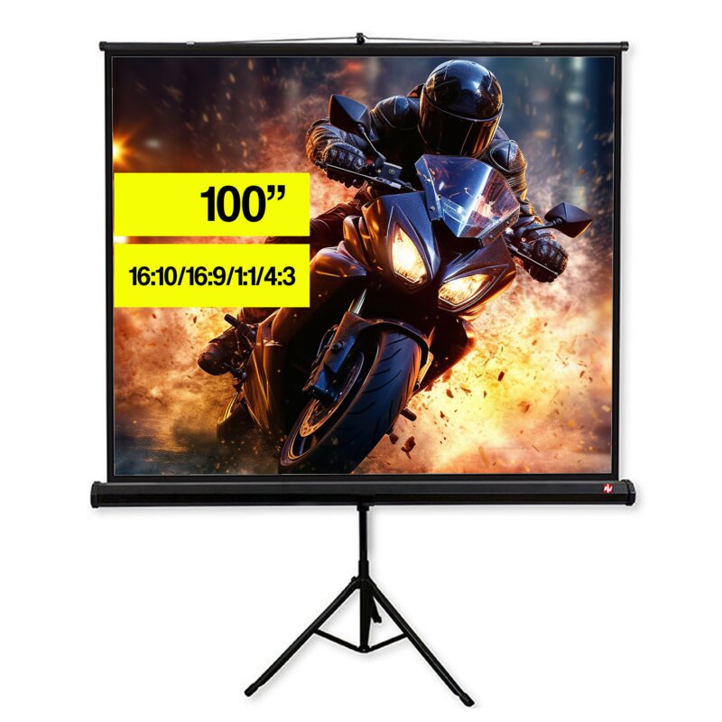 AVTek Ekran na statywie Tripod PRO 180 (1:1, 180x180cm, Matt White, czarne ramki)