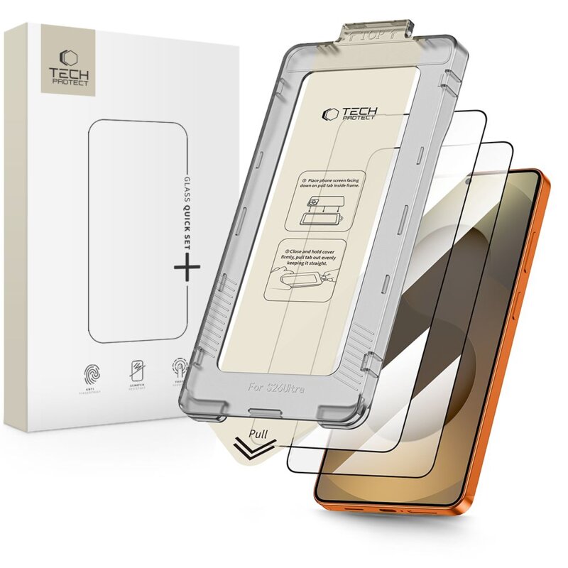 Szkło hartowane TECH-PROTECT Quick Set+ do Samsung Galaxy S26 Ultra Czarny (2 szt.)