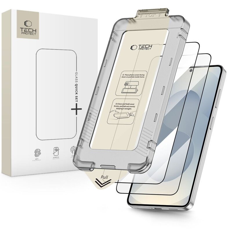 Szkło hartowane TECH-PROTECT Quick Set+ do Samsung Galaxy S26+ Plus Czarny (2 szt.)