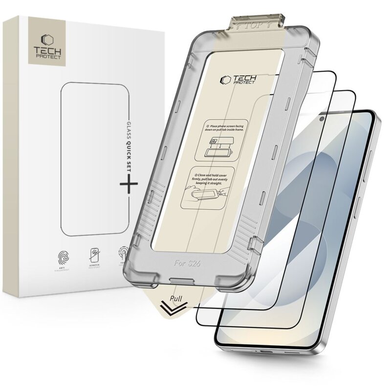Szkło hartowane TECH-PROTECT Quick Set+ do Samsung Galaxy S26 Czarny (2 szt.)