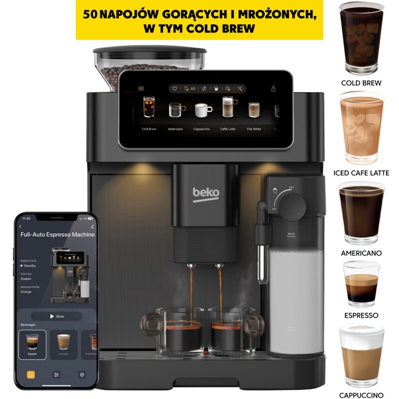 Beko CaffeExperto CEG8564B Kawa mrożona Szerokość 27,5cm