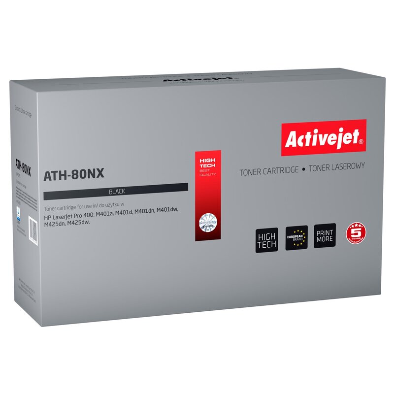 Activejet ATH-80NX Toner do drukarki HP, Zamiennik HP 80X CF280X; Supreme; 6900 stron; czarny.