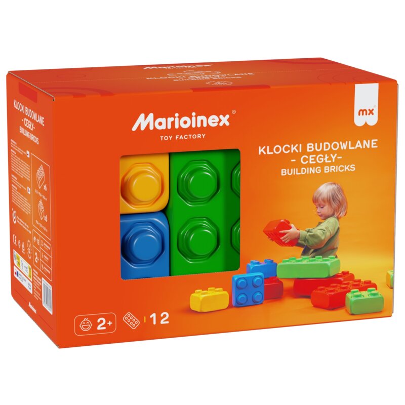 Klocki budowlane "cegły" Marioinex, 12 elementów