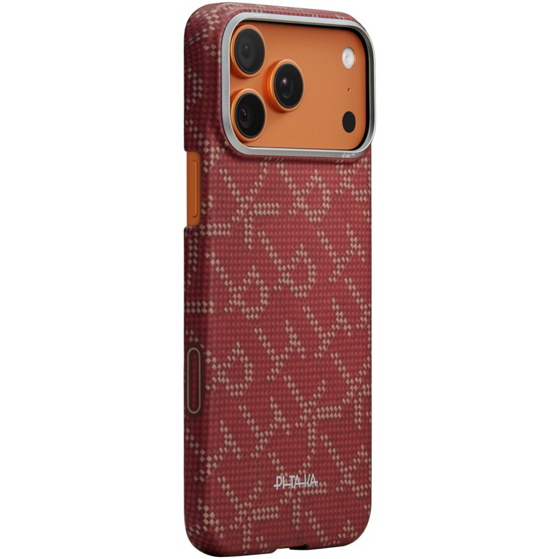 Etui PITAKA Ultra-Slim Monogram MagSafe do Apple iPhone 17 Pro Złoto-czerwony