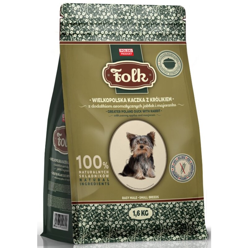 Karma dla psa FOLK Mini Wielkopolska kaczka z królikiem, jabłkiem i majerankiem 1.6 kg