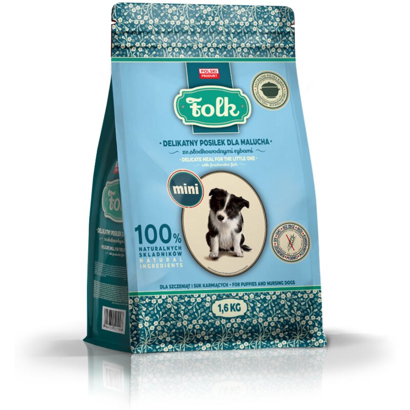 Karma dla psa FOLK Junior Mini Delikatny posiłek dla malucha ze słodkowodnymi rybami 1.6 kg