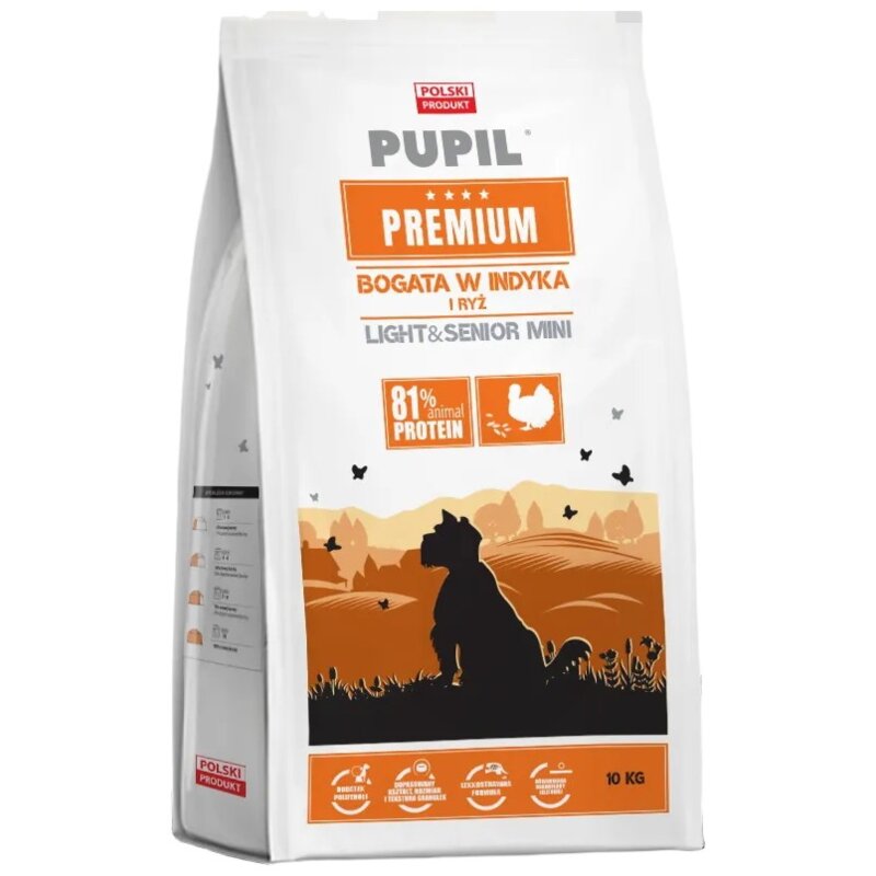 Karma dla psa PUPIL PREMIUM Light & Senior Mini Bogata w indyka i ryż 10 kg