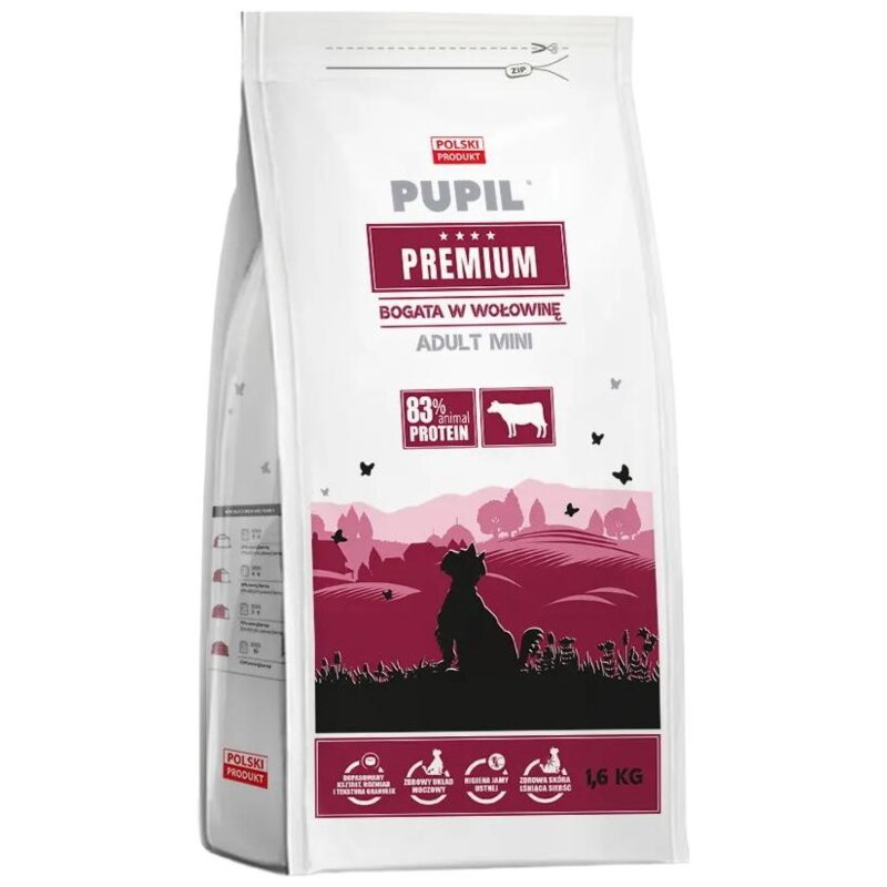 Karma dla psa PUPIL PREMIUM Adult Mini Bogata w wołowinę 1.6 kg
