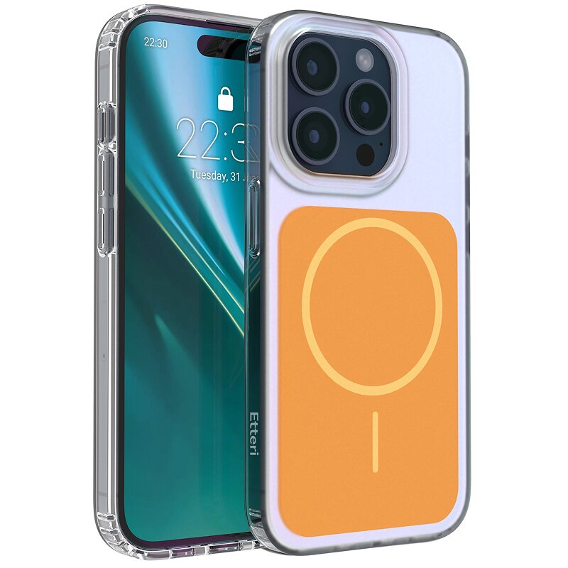 Etui ETTERI Hidden Pearl do Apple iPhone 15 Pro Pomarańczowy