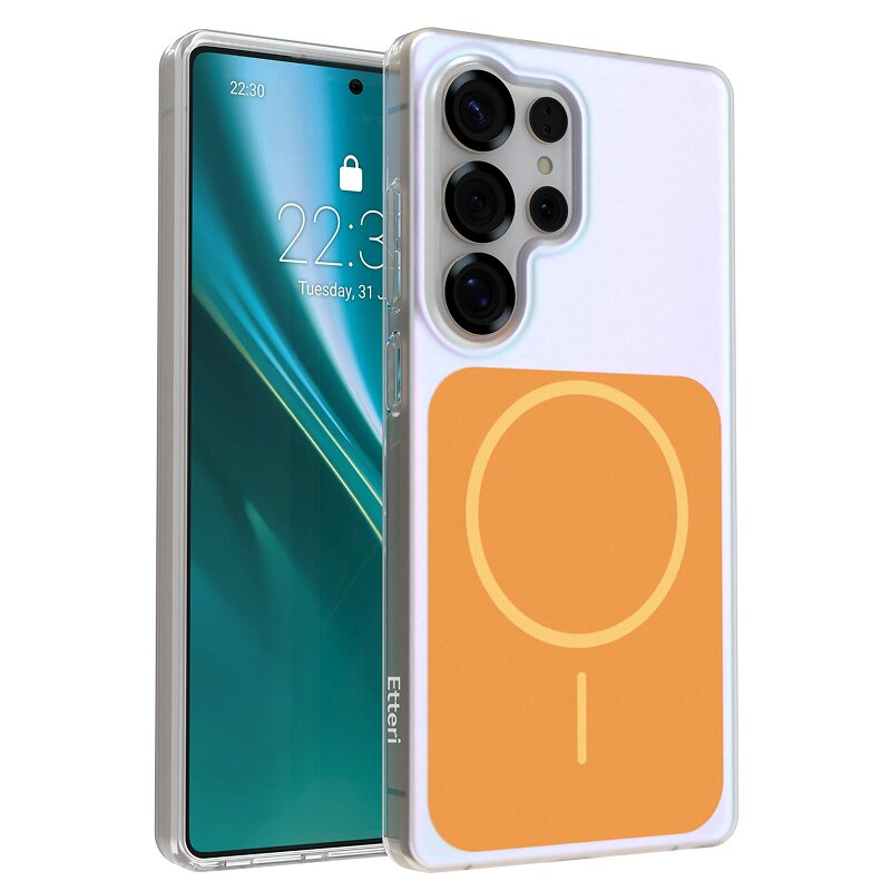 Etui ETTERI Hidden Pearl do Samsung Galaxy S25 Ultra Pomarańczowy