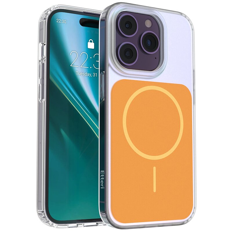 Etui ETTERI Hidden Pearl do Apple iPhone 14 Pro Pomarańczowy