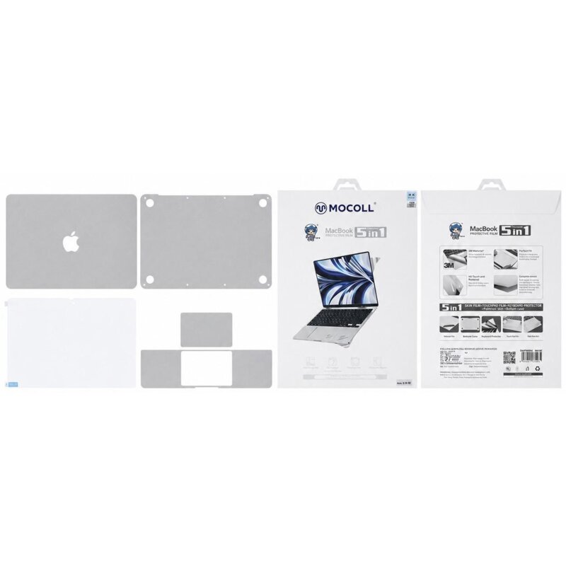 Zestaw ochronny MACOLL 5w1 do Macbook Pro 14 Srebrny