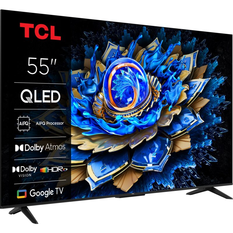 Telewizor TCL 55T69C QLED 55" 4K Ultra HD Google TV Dolby Atmos DVB-T2 Metaliczny