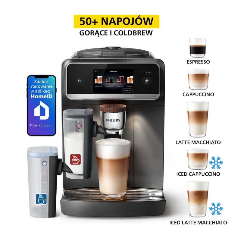 Ekspres PHILIPS EP8757/12 LatteGo Pro (spienianie mleka na ciepło i zimno) (Cold Brew)