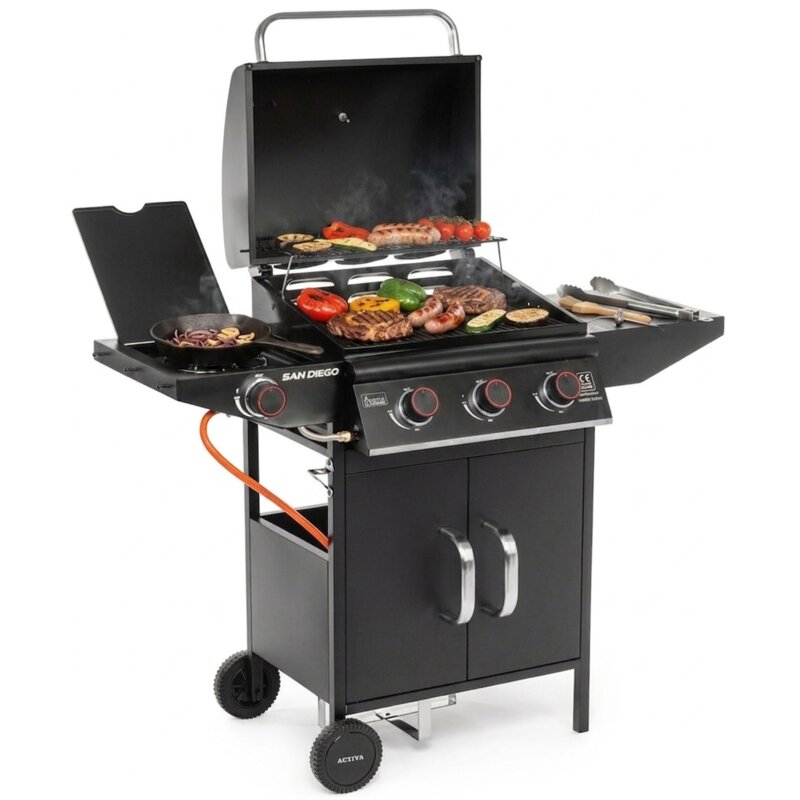 Grill ogrodowy gazowy ACTIVA San Diego 19689GD 12.8kW 55 x 40 cm