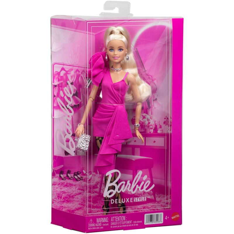 Lalka Barbie Deluxe Style Różowa sukienka JJN73