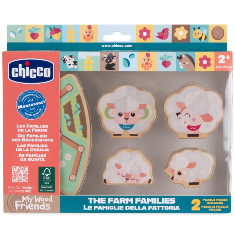 Zabawka CHICCO My Wood Friends Rodziny z farmy Owieczki 00012668800000