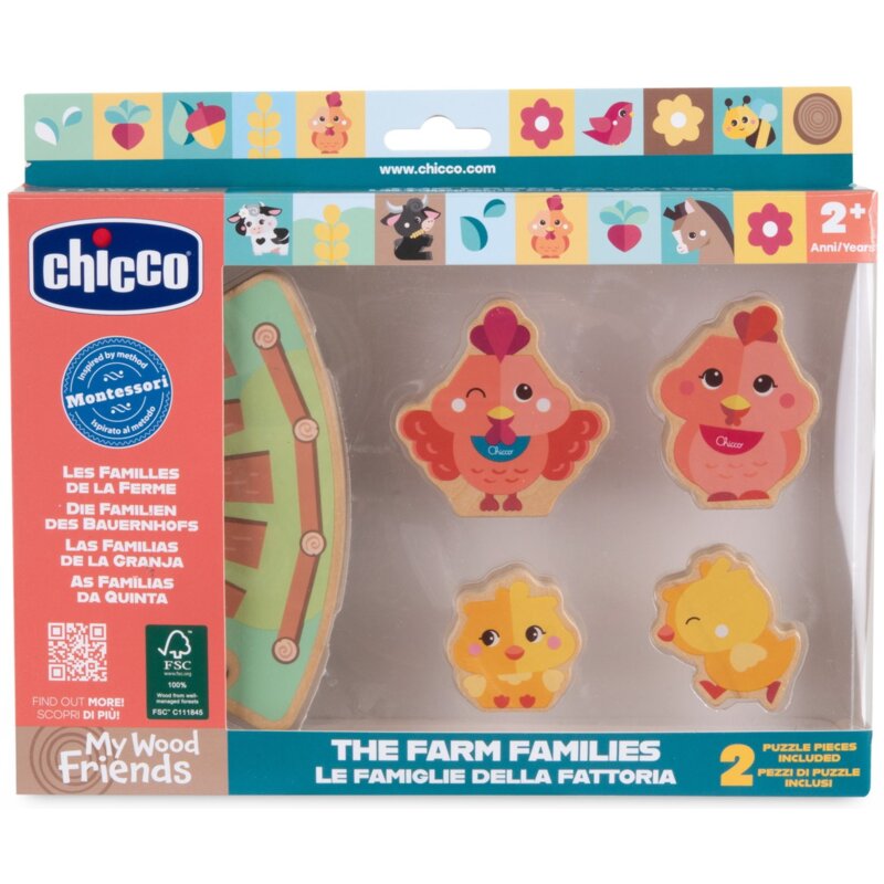 Zabawka CHICCO My Wood Friends Rodziny z farmy Kurczaki 00012668900000