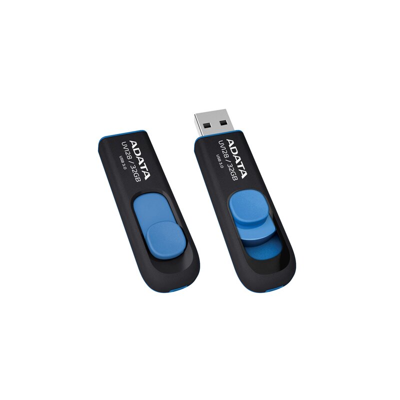 Pendrive ADATA DashDrive UV128 32GB, USB 3.2 Gen. 1 (USB 3.0), Odczyt 100 Mb/s Czarno-niebieski
