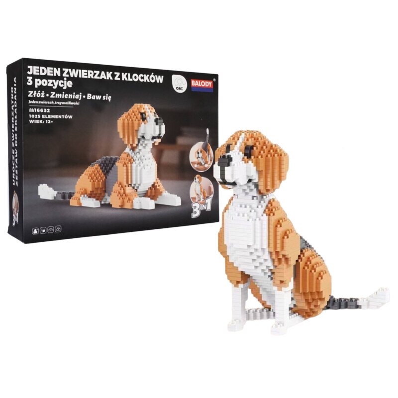 Klocki plastikowe QBI Pies Beagle 3w1 SA354891