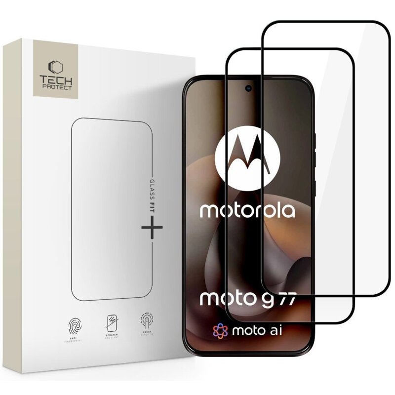 Szkło hartowane TECH-PROTECT Glass Fit+ do Motorola Moto G67/G77/G87 Czarny (2 szt.)