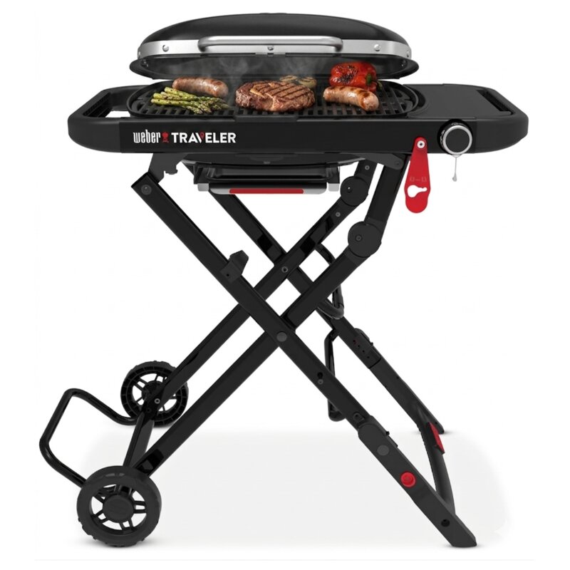 Grill ogrodowy gazowy WEBER Traveler Compact 1501747 Zamykany, żeliwny ruszt, półki boczne, termometr