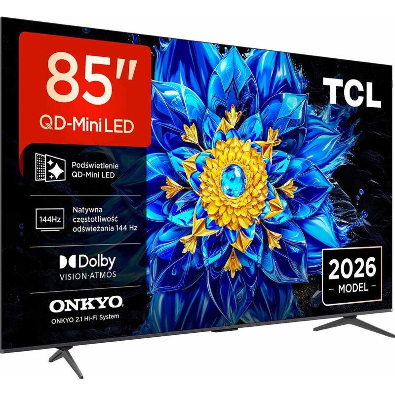 Telewizor TCL 85P8L QLED 85" 4K Ultra HD 144Hz Google TV Dolby Atmos Czarny