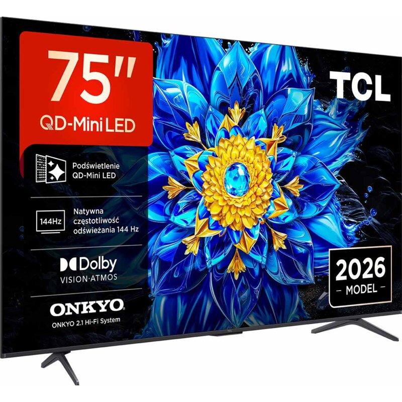 Telewizor TCL 75P8L 75" QD-Mini LED 4K 144 Hz VRR Google TV Dolby Atmos Dolby Vision HDMI 2.1
